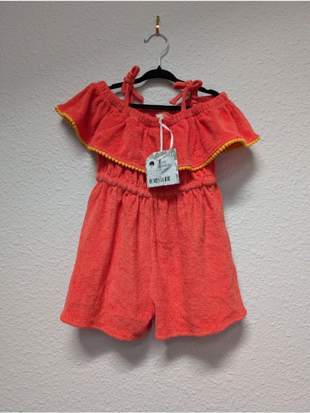 Kate Quinn Organic Cotton Terry cloth Ruffle Shortie Swim Coverup 3T Emberglow